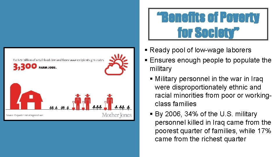 “Benefits of Poverty for Society” § Ready pool of low-wage laborers § Ensures enough