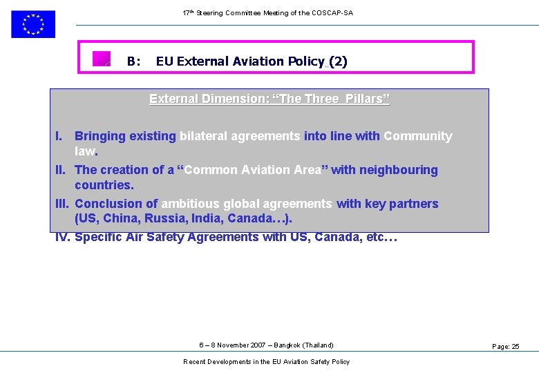 17 th Steering Committee Meeting of the COSCAP-SA B: EU External Aviation Policy (2)