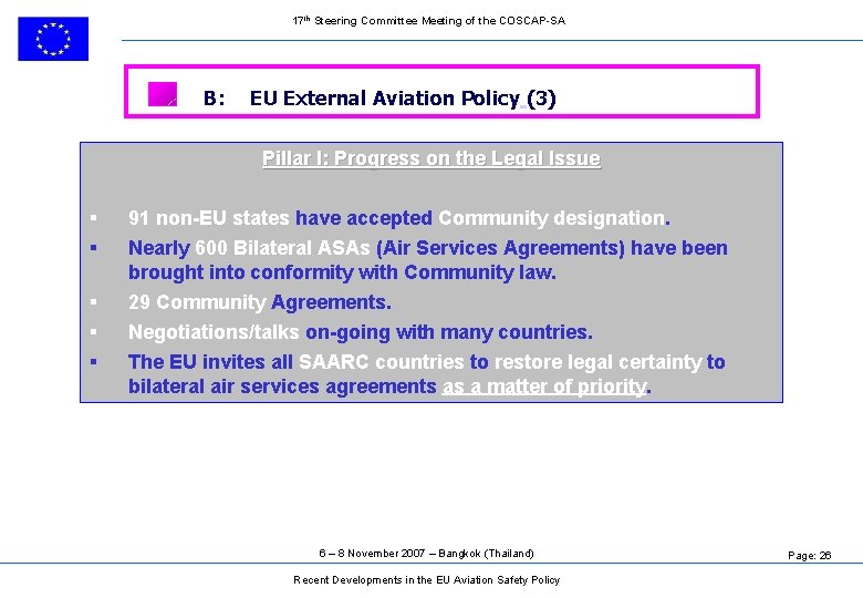 17 th Steering Committee Meeting of the COSCAP-SA B: EU External Aviation Policy (3)