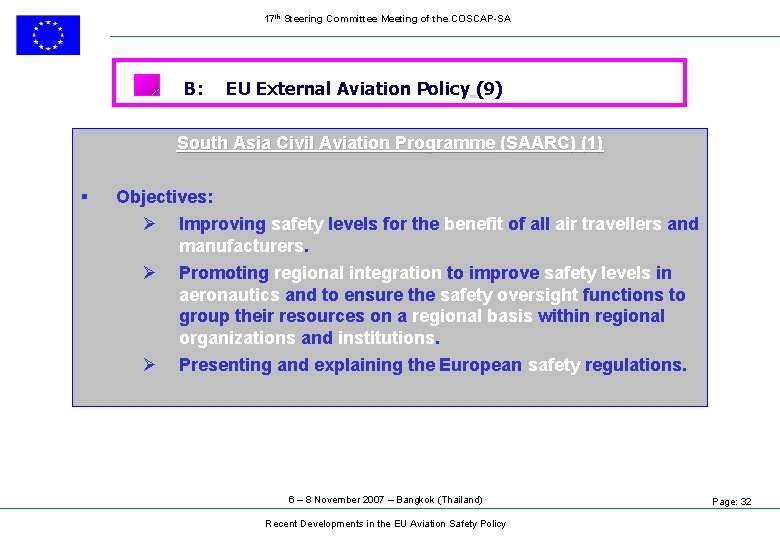 17 th Steering Committee Meeting of the COSCAP-SA B: EU External Aviation Policy (9)