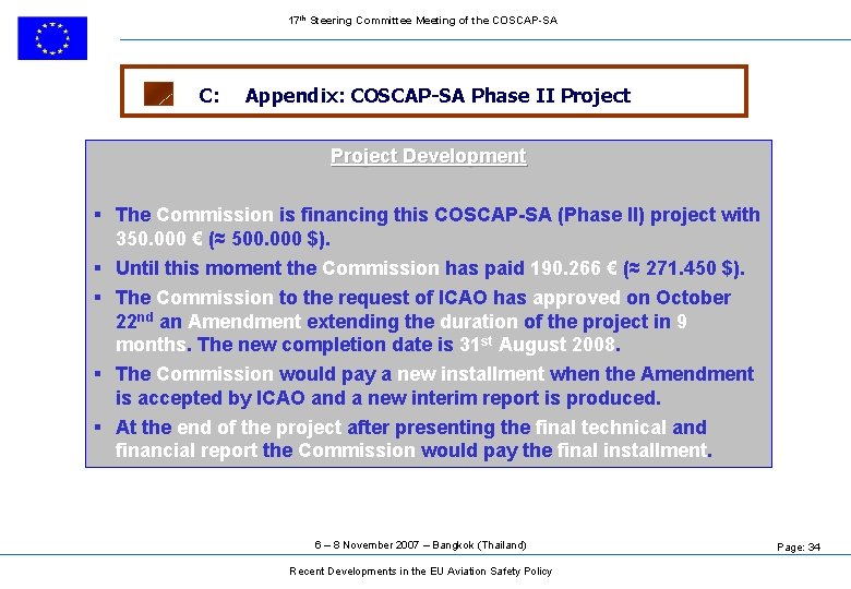 17 th Steering Committee Meeting of the COSCAP-SA C: Appendix: COSCAP-SA Phase II Project