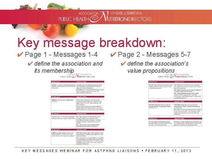 Key message breakdown: ✔ Page 1 - Messages 1 -4 ✔ define the association