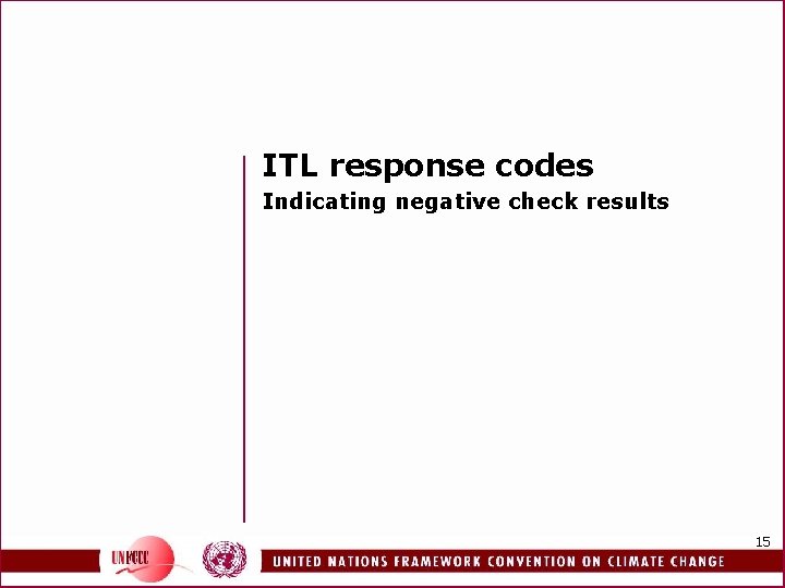 ITL response codes Indicating negative check results 15 