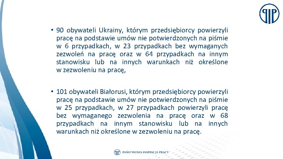  • 90 obywateli Ukrainy, którym przedsiębiorcy powierzyli pracę na podstawie umów nie potwierdzonych