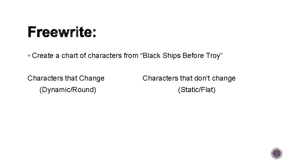 § Create a chart of characters from “Black Ships Before Troy” Characters that Change