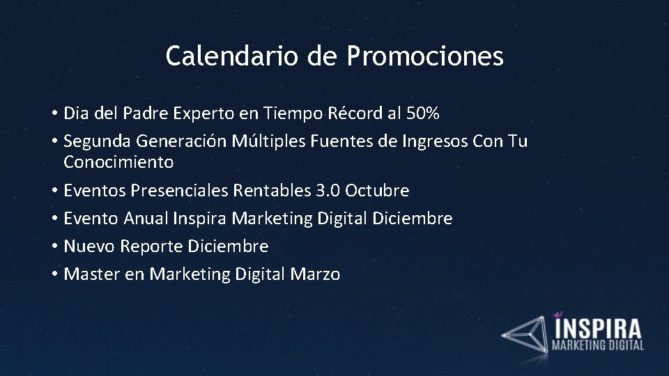 Calendario de Promociones • Dia del Padre Experto en Tiempo Récord al 50% •