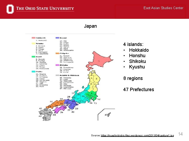 East Asian Studies Center Japan 4 islands: • Hokkaido • Honshu • Shikoku •