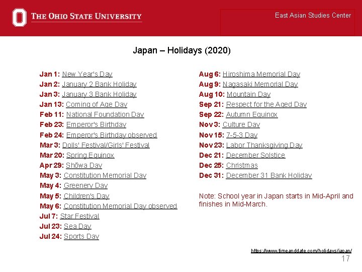 East Asian Studies Center Japan – Holidays (2020) Jan 1: New Year's Day Jan