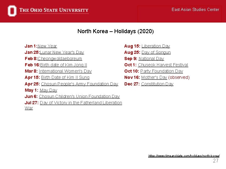 East Asian Studies Center North Korea – Holidays (2020) Jan 1: New Year Jan