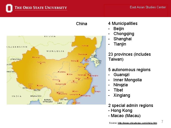 East Asian Studies Center China 4 Municipalities - Beijin - Chongqing - Shanghai -