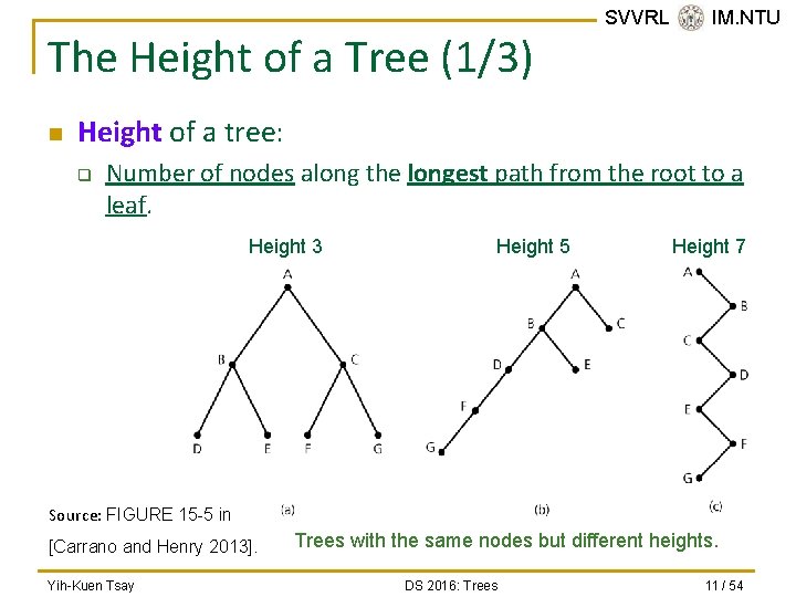 The Height of a Tree (1/3) n SVVRL @ IM. NTU Height of a