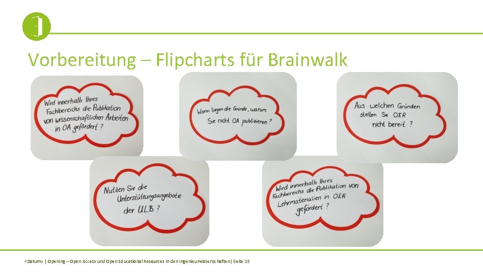 Vorbereitung – Flipcharts für Brainwalk <Datum> | Open. Ing – Open Access und Open