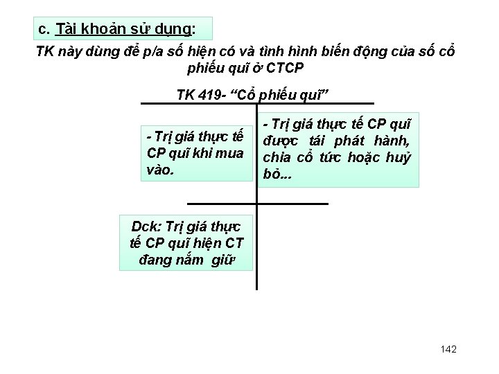 c. Tài khoản sử dụng: TK này dùng để p/a số hiện có và