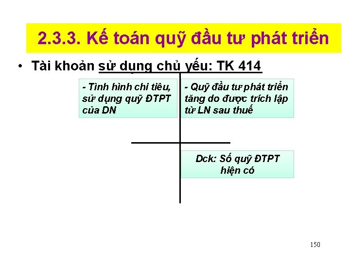 2. 3. 3. Kế toán quỹ đầu tư phát triển • Tài khoản sử