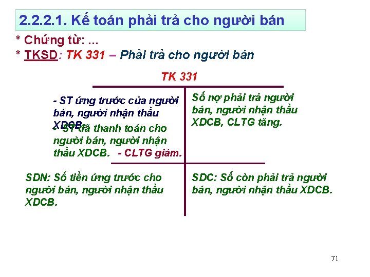 2. 2. 2. 1. Kế toán phải trả cho người bán * Chứng từ: