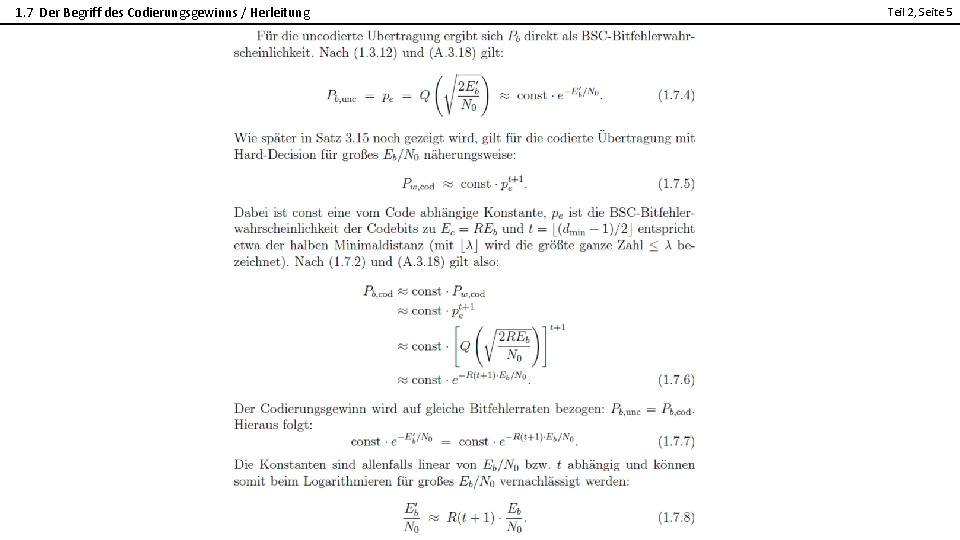 1. 7 Der Begriff des Codierungsgewinns / Herleitung Teil 2, Seite 5 2 