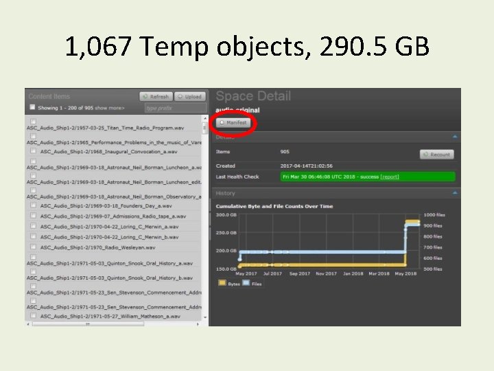 1, 067 Temp objects, 290. 5 GB 