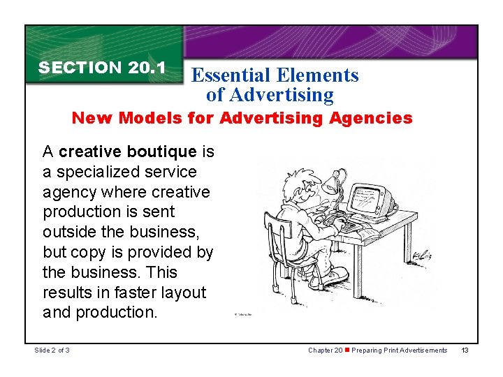 SECTION 20. 1 Essential Elements of Advertising New Models for Advertising Agencies A creative SECTION 20. 1 Essential Elements of Advertising New Models for Advertising Agencies A creative