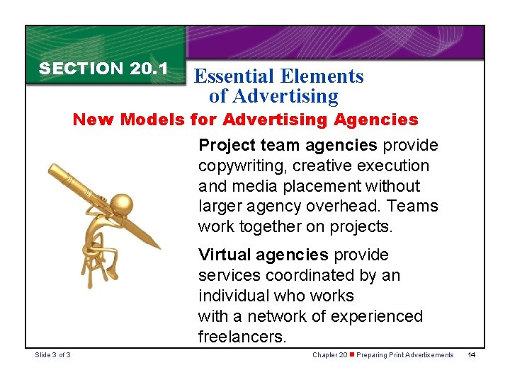 SECTION 20. 1 Essential Elements of Advertising New Models for Advertising Agencies Project team SECTION 20. 1 Essential Elements of Advertising New Models for Advertising Agencies Project team