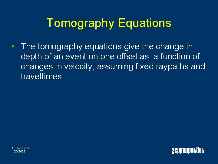 Tomography Equations • The tomography equations give the change in depth of an event Tomography Equations • The tomography equations give the change in depth of an event