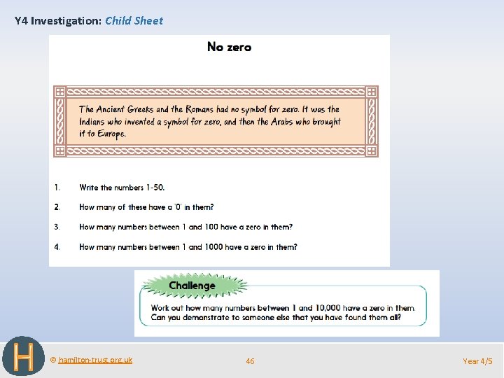 Y 4 Investigation: Child Sheet © hamilton-trust. org. uk 46 Year 4/5 
