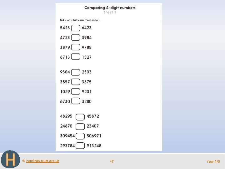 © hamilton-trust. org. uk 47 Year 4/5 