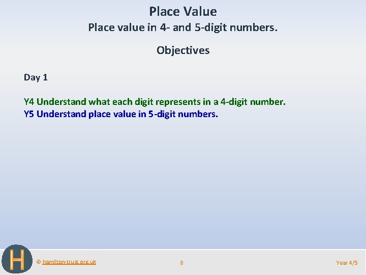 Place Value Place value in 4 - and 5 -digit numbers. Objectives Day 1