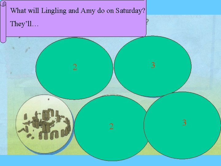 What will Lingling and Amy do on Saturday? They’ll… 3 2 2 3 