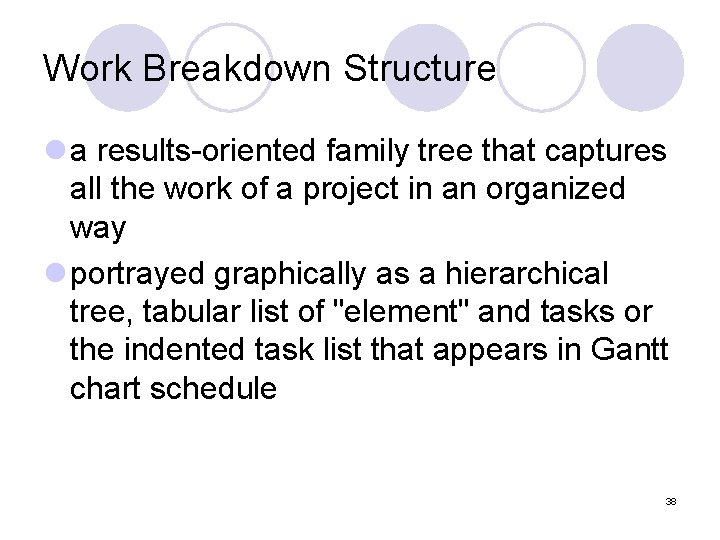 Work Breakdown Structure l a results-oriented family tree that captures all the work of
