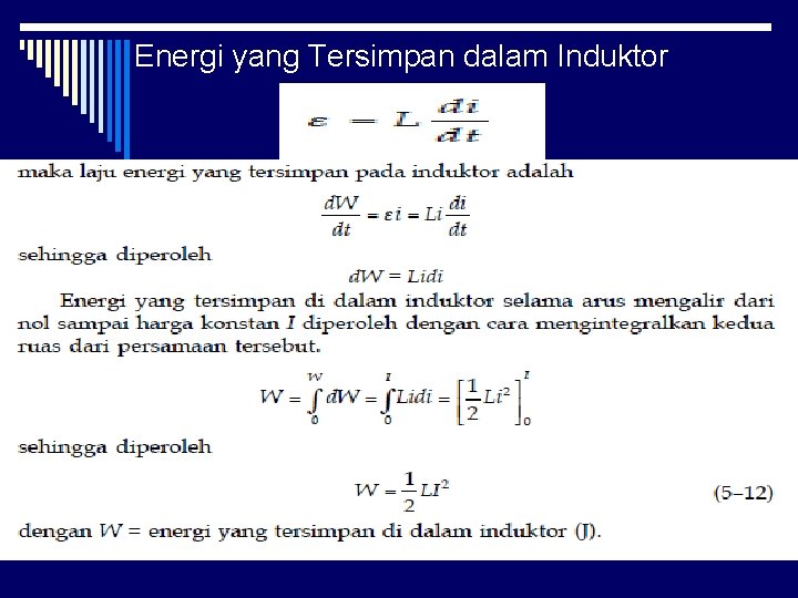 Energi yang Tersimpan dalam Induktor 