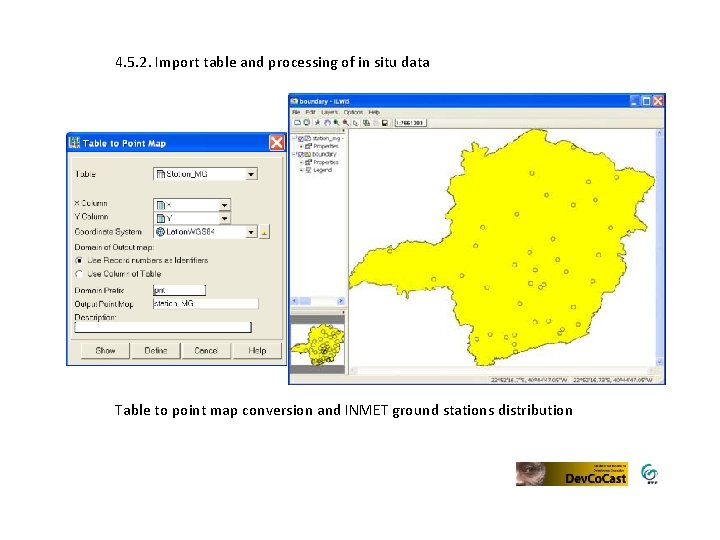 4. 5. 2. Import table and processing of in situ data Table to point