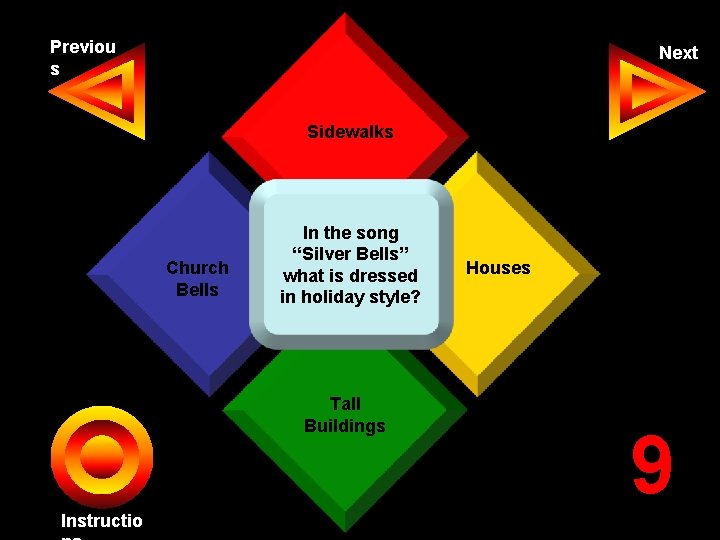 Previou s Next Sidewalks Church Bells In the song “Silver Bells” what is dressed