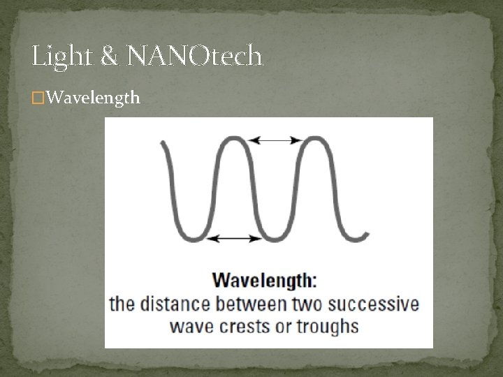 Light & NANOtech �Wavelength 