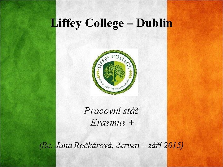 Liffey College – Dublin Pracovní stáž Erasmus + (Bc. Jana Ročkárová, červen – září