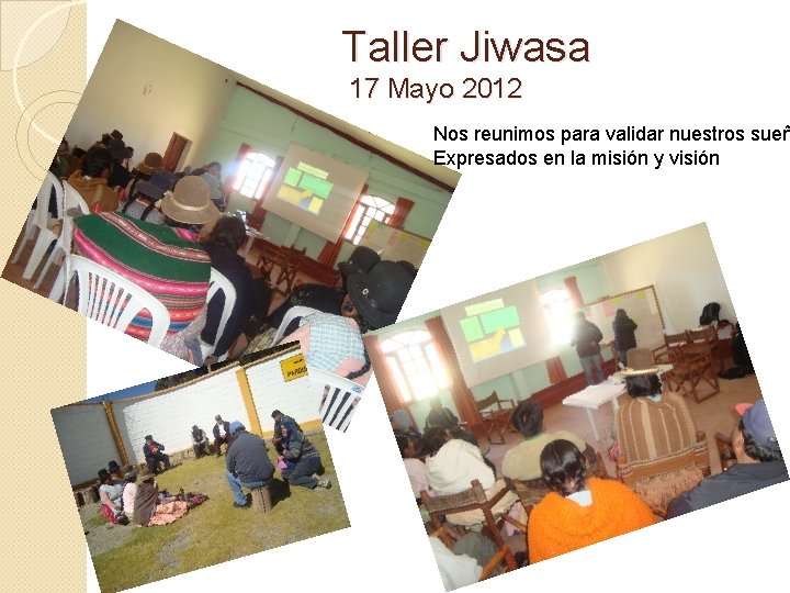 Taller Jiwasa 17 Mayo 2012 Nos reunimos para validar nuestros sueñ Expresados en la