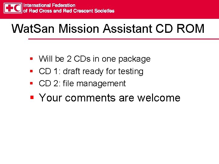 Wat. San Mission Assistant CD ROM § Will be 2 CDs in one package