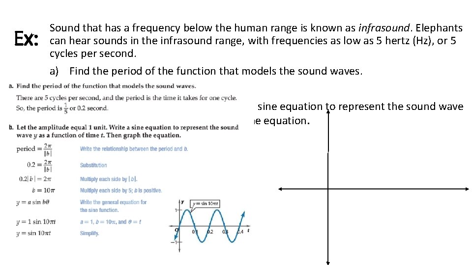 Ex: Sound that has a frequency below the human range is known as infrasound.