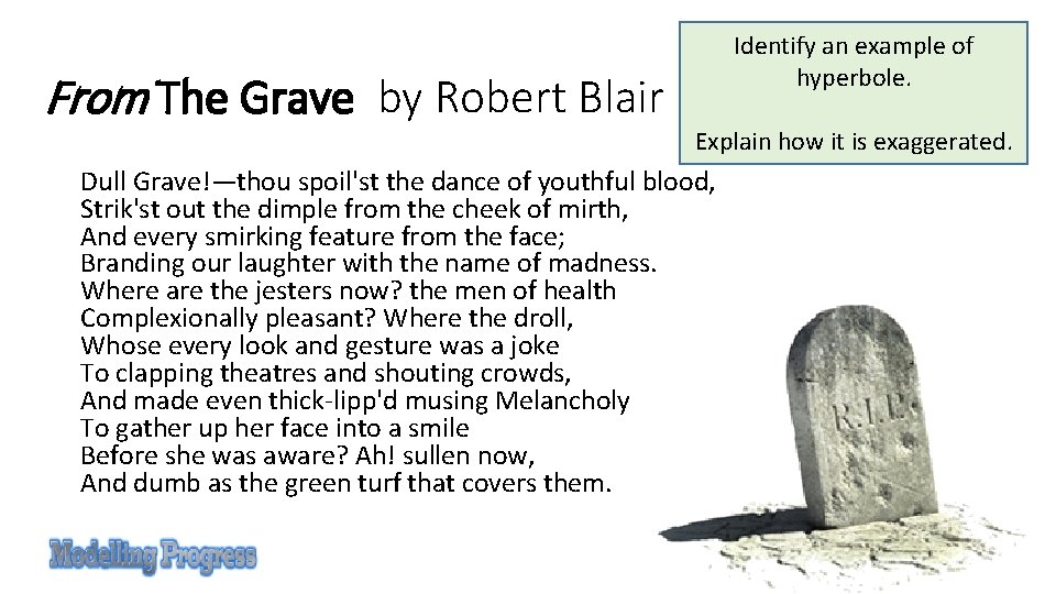 From The Grave by Robert Blair Identify an example of hyperbole. Explain how it