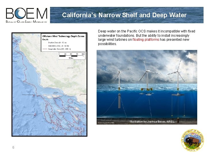California’s Narrow Shelf and Deep Water Deep water on the Pacific OCS makes it