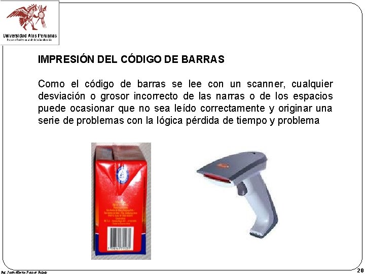 IMPRESIÓN DEL CÓDIGO DE BARRAS Como el código de barras se lee con un