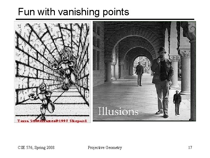 Fun with vanishing points CSE 576, Spring 2008 Projective Geometry 17 