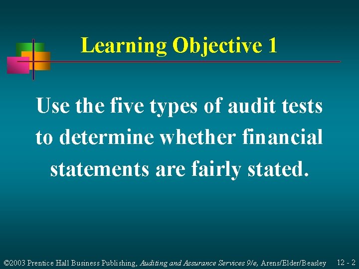 Learning Objective 1 Use the five types of audit tests to determine whether financial