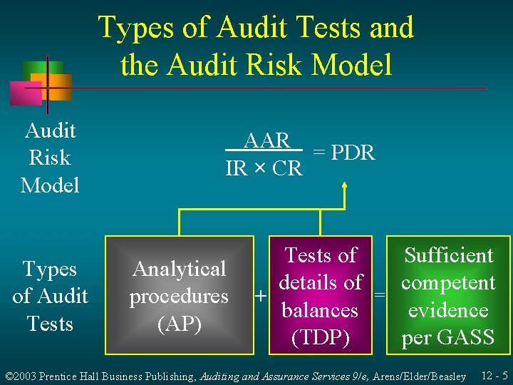 Types of Audit Tests and the Audit Risk Model Types of Audit Tests AAR