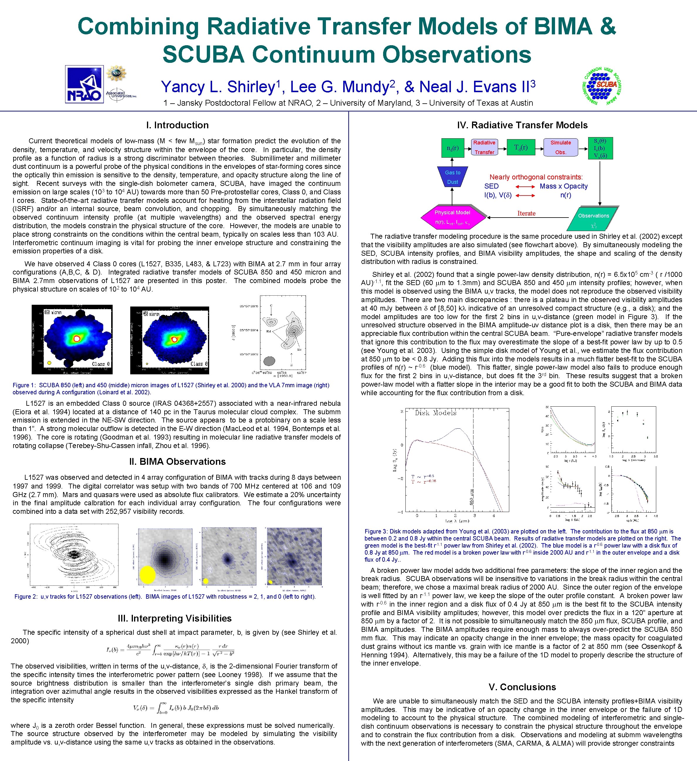 Combining Radiative Transfer Models of BIMA & SCUBA Continuum Observations Yancy L. 1 Shirley