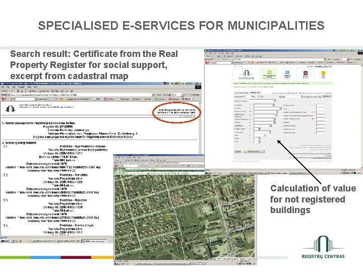 SPECIALISED E-SERVICES FOR MUNICIPALITIES Search result: Certificate from the Real Property Register for social
