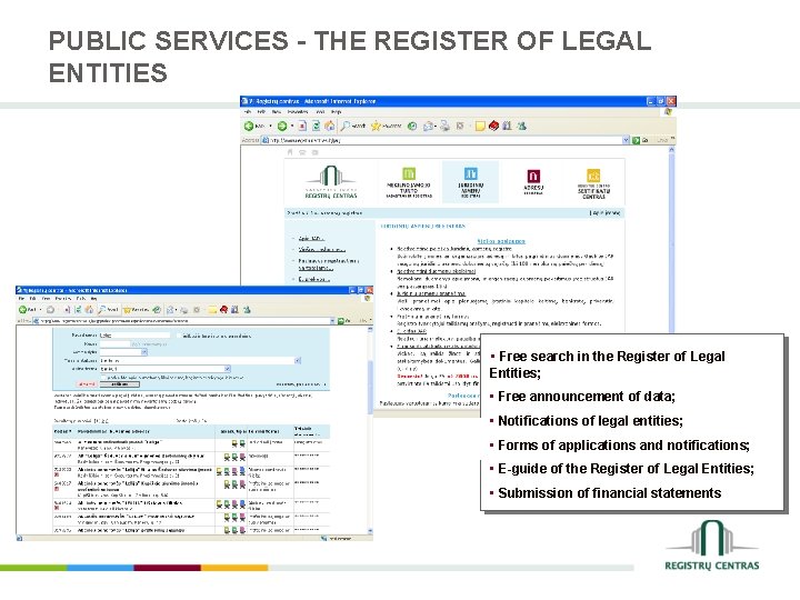 PUBLIC SERVICES - THE REGISTER OF LEGAL ENTITIES • Free search in the Register