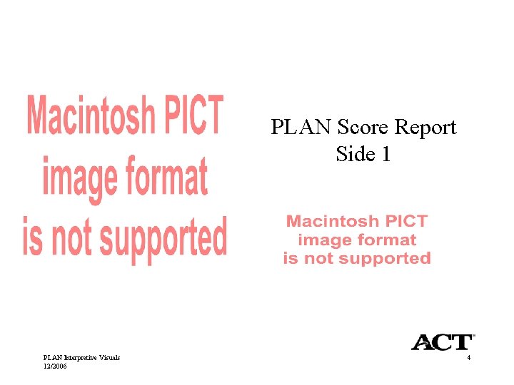 PLAN Score Report Side 1 PLAN Interpretive Visuals 12/2006 4 