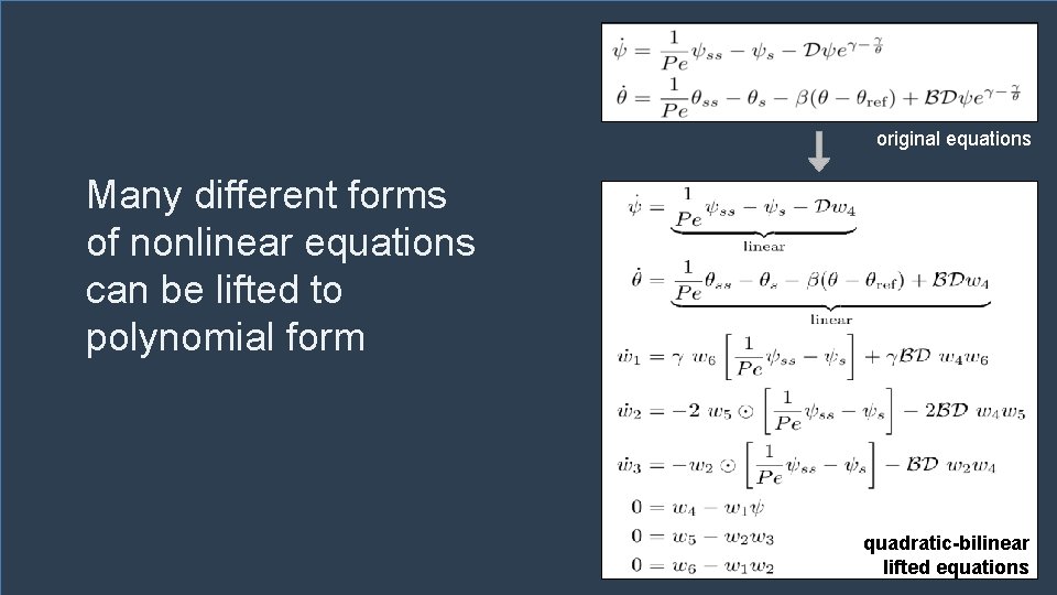 original equations Many different forms of nonlinear equations can be lifted to polynomial form original equations Many different forms of nonlinear equations can be lifted to polynomial form