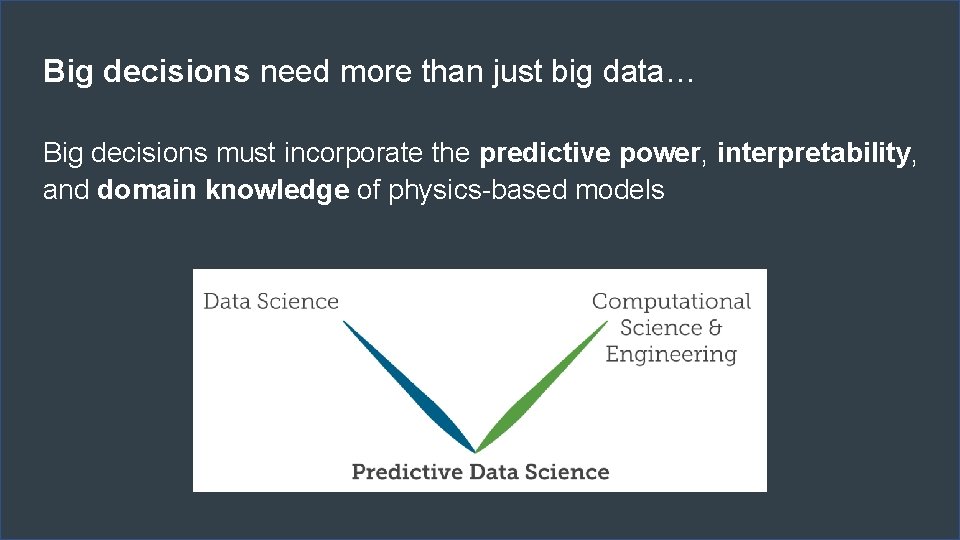 Big decisions need more than just big data… Big decisions must incorporate the predictive Big decisions need more than just big data… Big decisions must incorporate the predictive