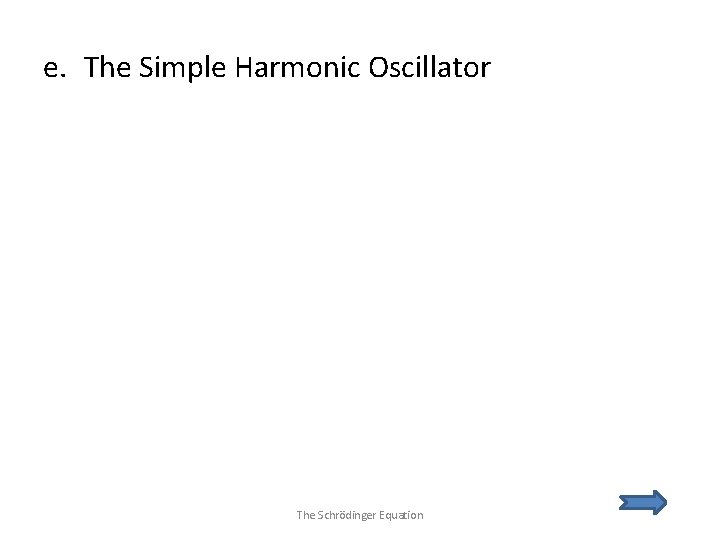 e. The Simple Harmonic Oscillator The Schrödinger Equation 